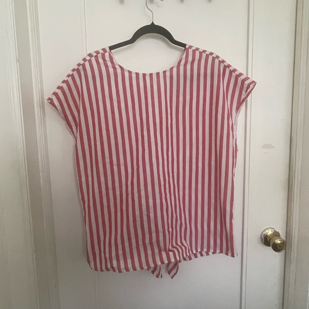 Red and White Striped Women's Top